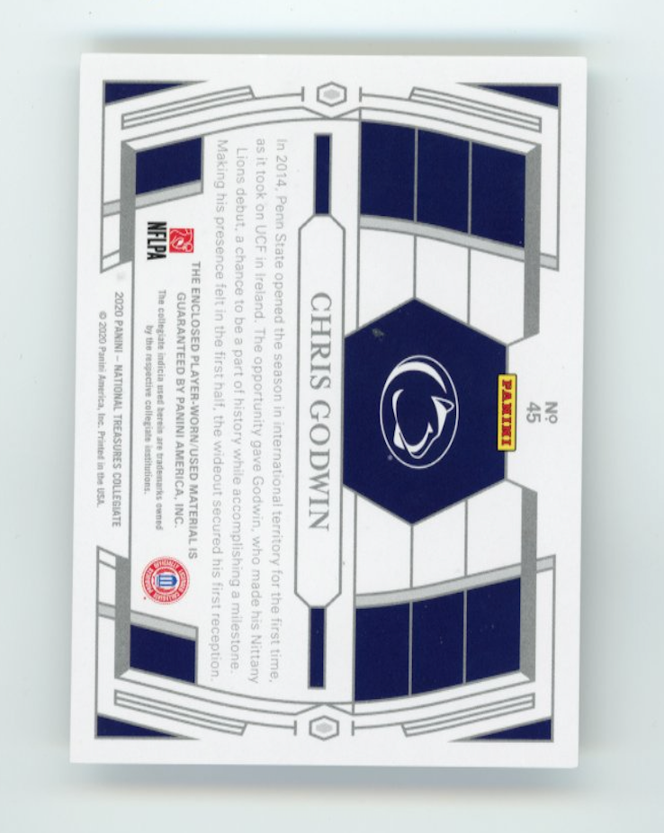 2020 Panini National Treasures Chris Godwin #45 - #/10 Jumbo Patch Nittany Lions