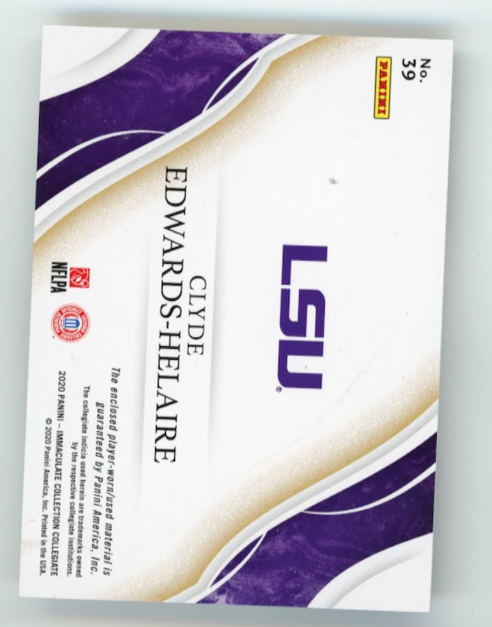 2020 Panini Immaculate Clyde Edwards-Helaire #39 - #/99 Jumbo Patch Tigers