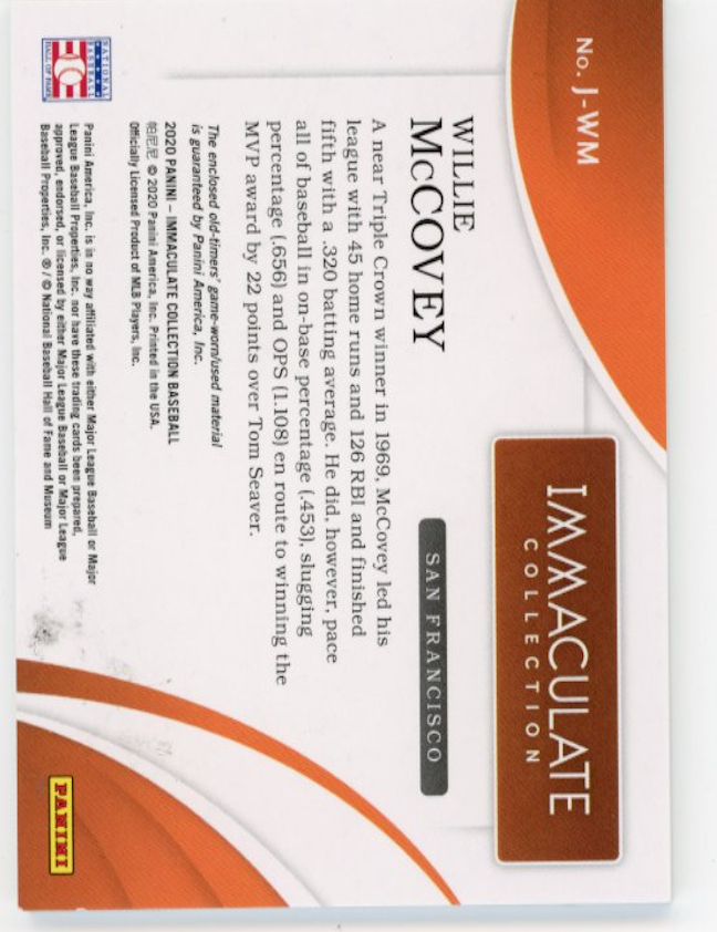 2020 Panini Immaculate WIllie McCovey #J-WM - #/49 Jumbo Patch Giants