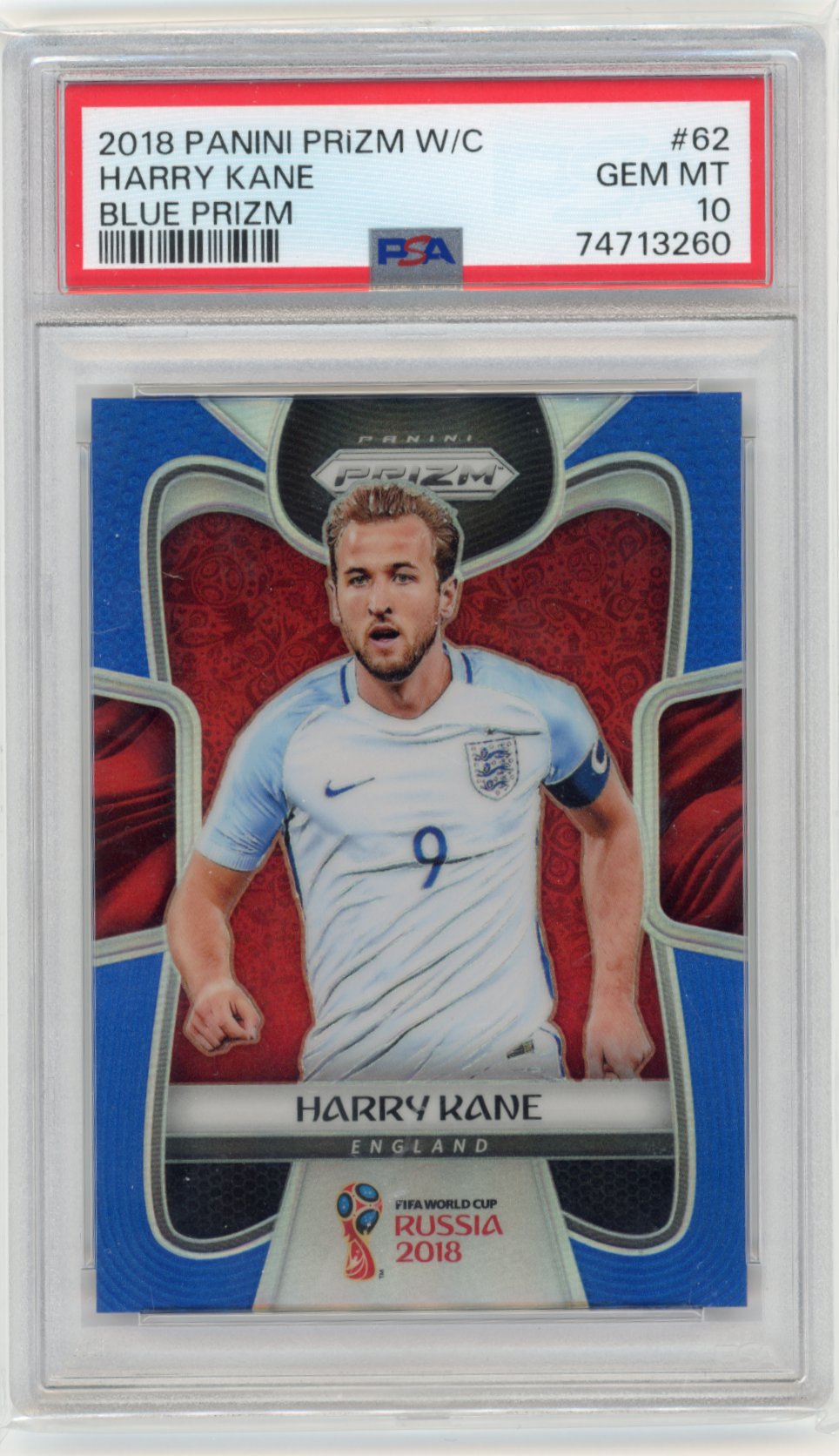 2018 Panini Prizm World Cup Harry Kane #62 - Blue Prizm PSA 10 England