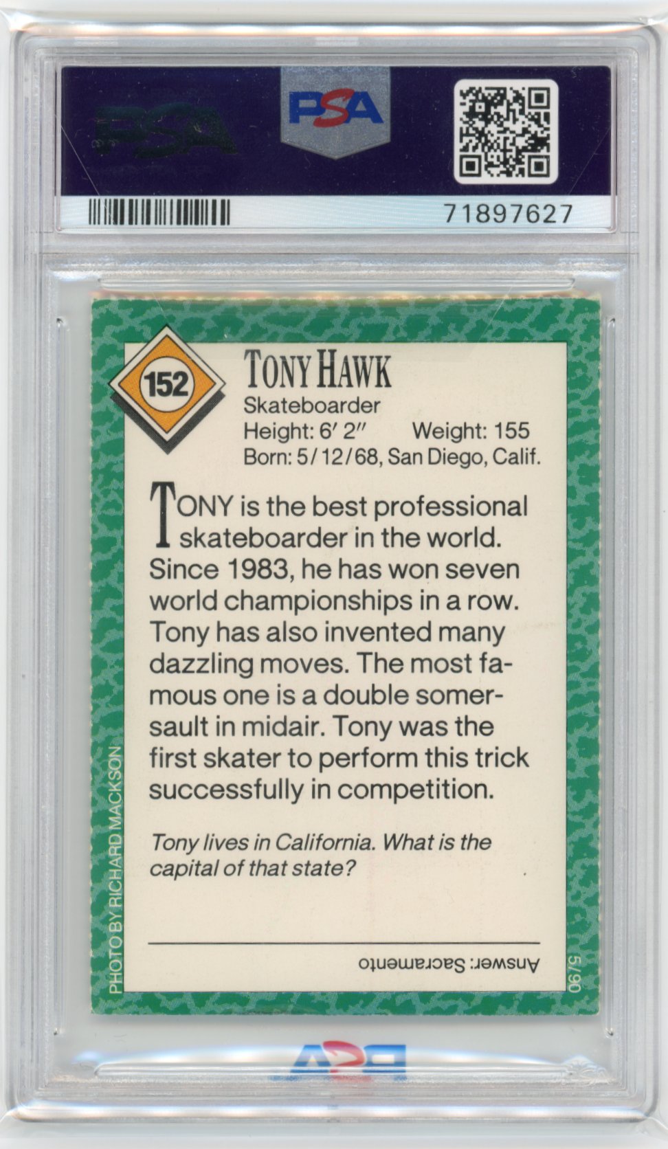 1990 Sports Illustrated Tony Hawk #152 - PSA 4
