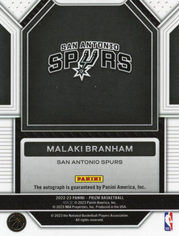 2022/23 Panini Prizm Malaki Branham RC #RSI-MBR - Autograph Spurs