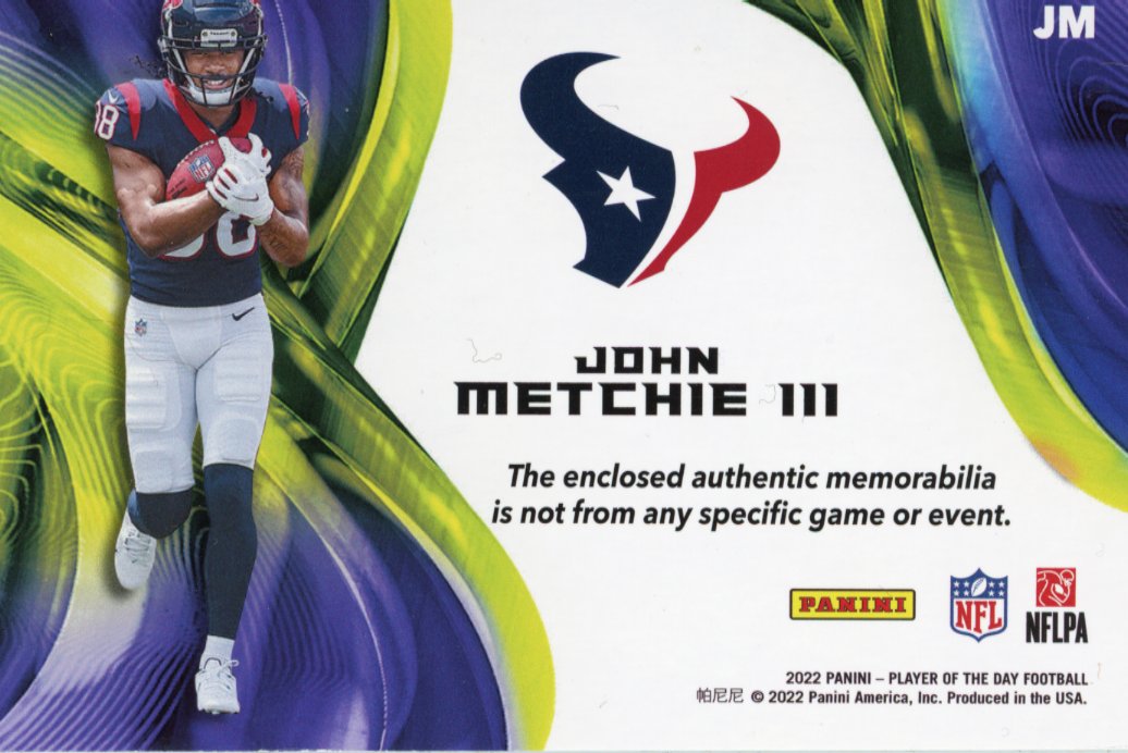 2022 Panini Player of the Day John Metchie III RC #JM - #/50 Relic Texans