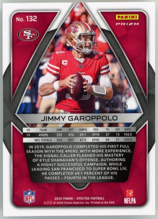 2020 Panini Spectra Jimmy Garoppolo #132 - Green #/35 49ers