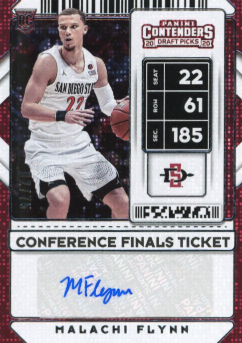 2020 Panini Contenders Draft Picks Malachi Flynn Conference Finals Ticket RC #97 - Autograph #/75 San Diego State
