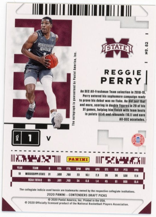 2020 Panini Contenders Draft Picks Reggie Perry Finals Ticket RC #82 - Autograph #/10 Mississippi State