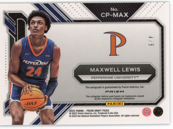 2023 Panini Prizm Draft Picks Maxwell Lewis College Penmanship RC #CP-MAX - Green Scope #/8 Pepperdine