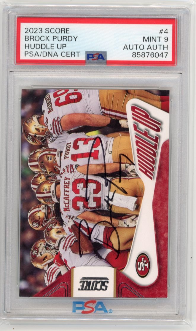 2023 Panini Score Brock Purdy Huddle Up #3 - Autograph PSA 9 49ers