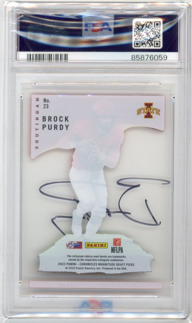 2023 Panini Chronicles Draft Picks Brock Purdy Magnitude #23 - Autograph PSA 9 49ers