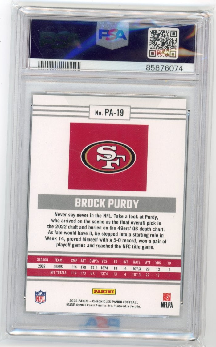 2022 Panini Chronicles Brock Purdy RC #PA-19 - Autograph 49ers