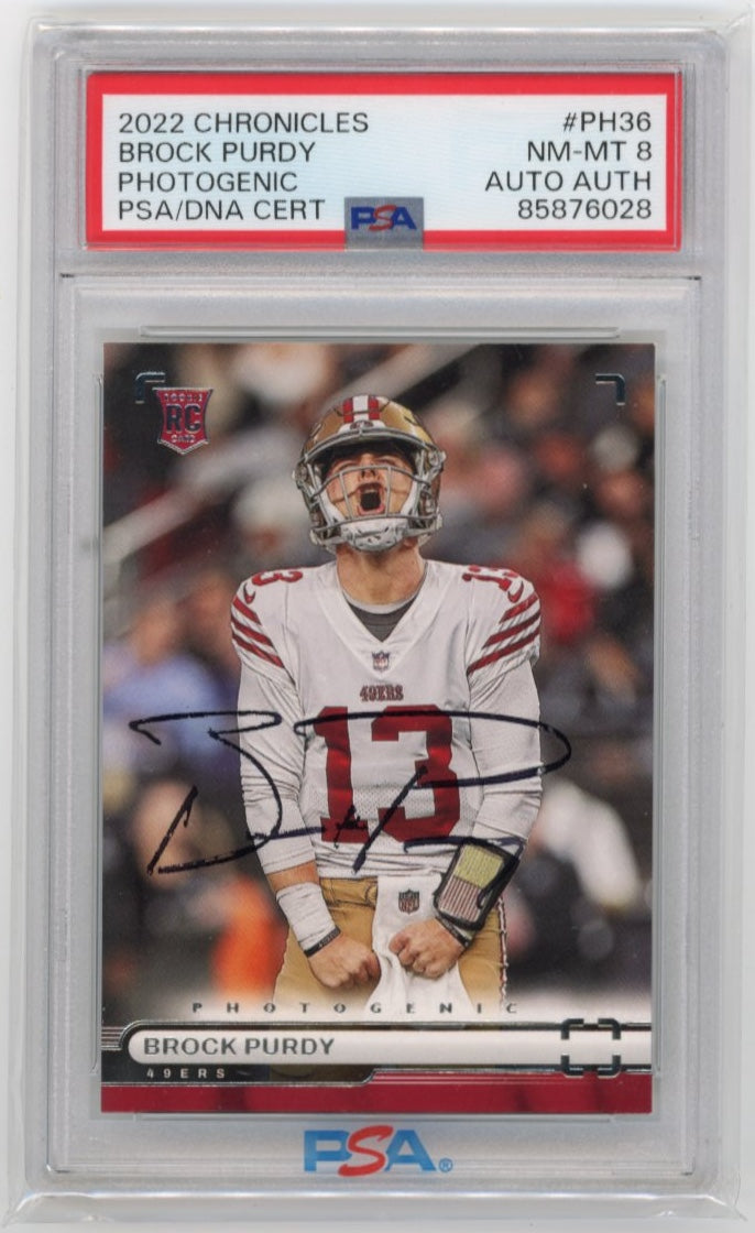 2022 Panini Chronicles Brock Purdy Photogenic RC #PH-36 - Autograph PSA 8 49ers