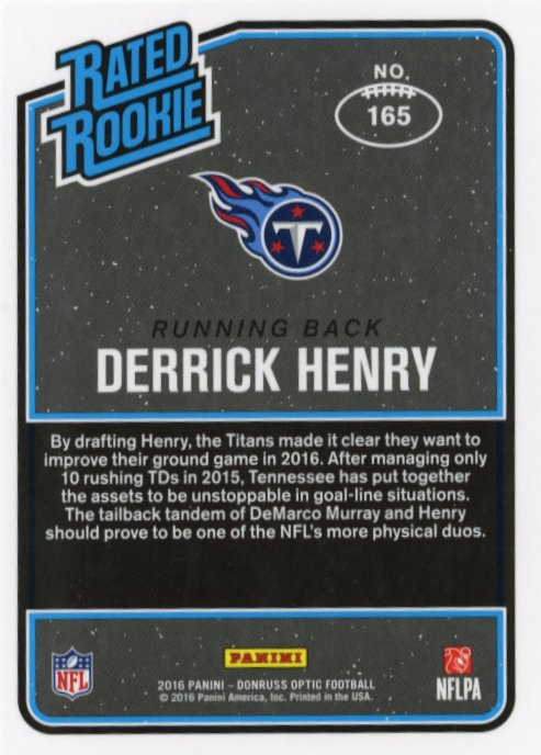 2016 Panini Donruss Optic Derrick Henry Rated Rookie RC #165 - Silver Titans