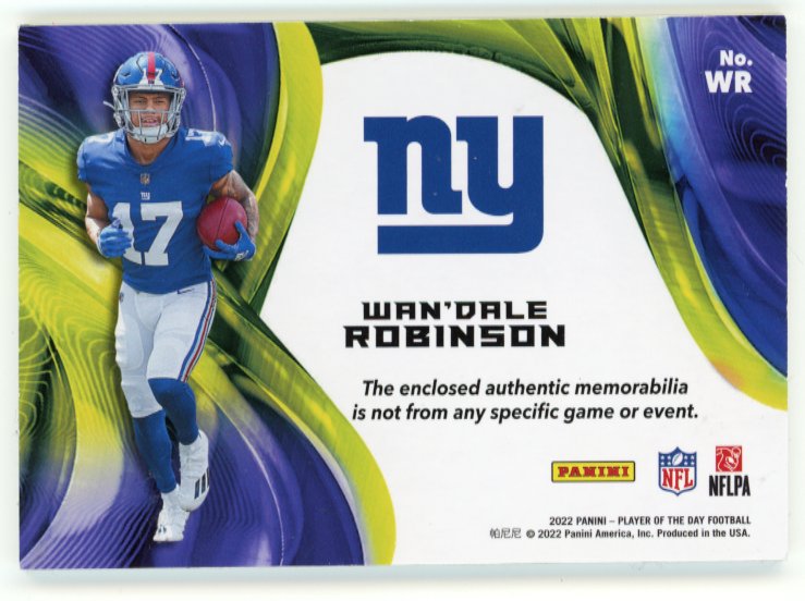 2022 Panini Wan'dale Robinson RC - #/50 Jumbo Patch #WR Giants