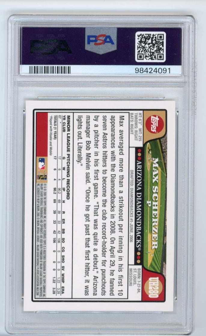 2008 Topps Max Scherzer RC #UH280 - PSA 5 Diamondbacks