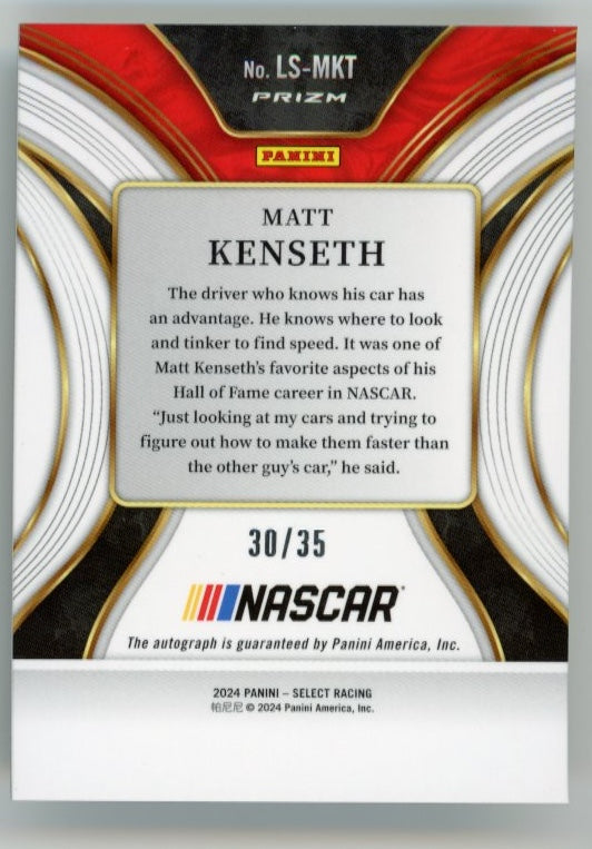 2024 Panini Select Matt Kenseth Legendary #LS-MKT - Autograph Purple #/35 NASCAR