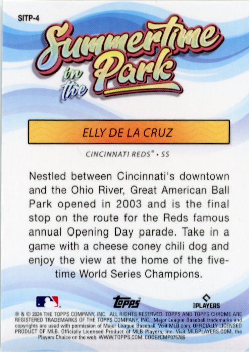 2024 Topps Elly De La Cruz Summertime In The Park RC #SITP-4 - Silver Reds