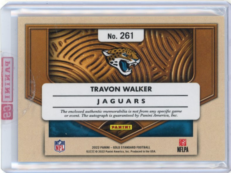 2020 Panini Gold Standard Travon Walker Rookie RC #261 - Dual Patch Autograph #/149 Jaguars