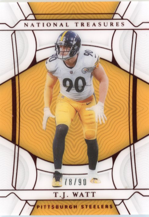 2021 Panini National Treasures T.J. Watt #95 - #/90 Red Steelers