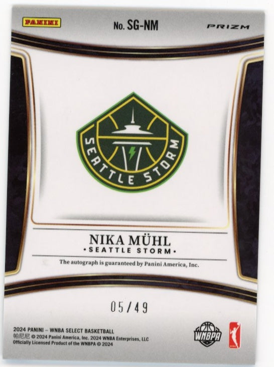 2024 Panini Select Nika Mull RC #SG-NM - #/49 Blue Autograph Storm