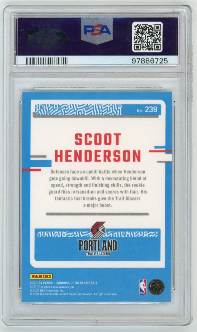 2023/24 Panini Optic Scoot Henderson Rated Rookie RC #239 - PSA 10 Trailblazers