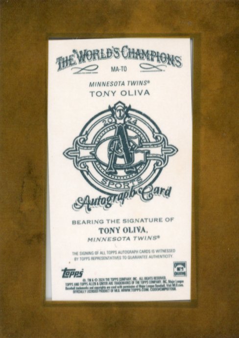 2024 Topps Allen and Ginter Tony Oliva #MA-TO - Autograph Twins
