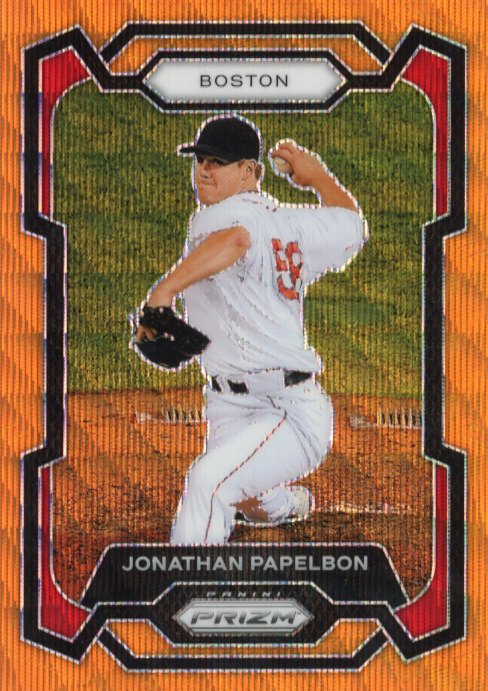 2024 Panini Prizm Jonathan Papelbon #214 - Orange Wave #/49 Red Sox
