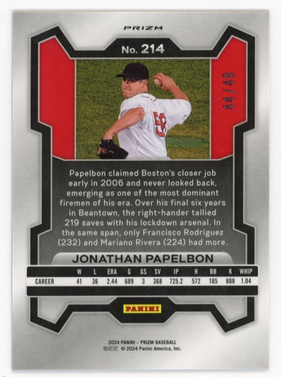 2024 Panini Prizm Jonathan Papelbon #214 - Orange Wave #/49 Red Sox