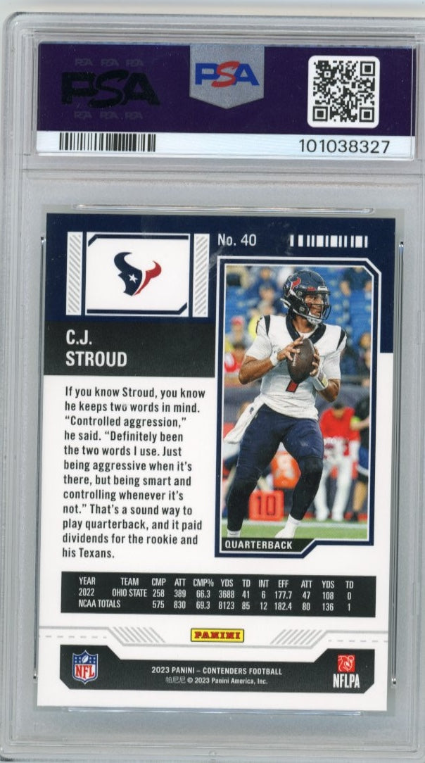 2023 Panini Contenders CJ Stroud Season Ticket RC #40 - PSA 7 Texans