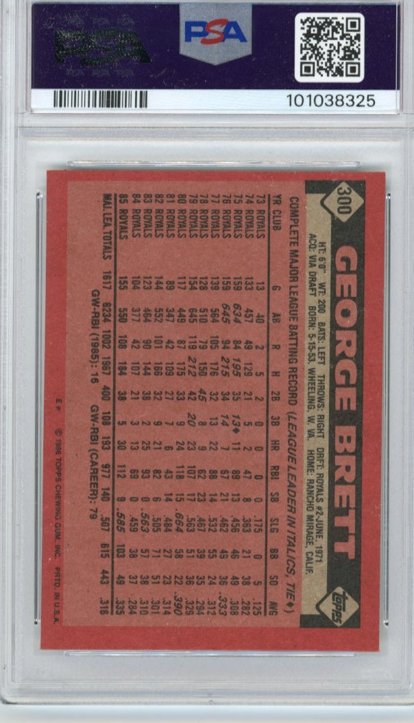 1986 Topps George Brett #300 - PSA 8 Royals