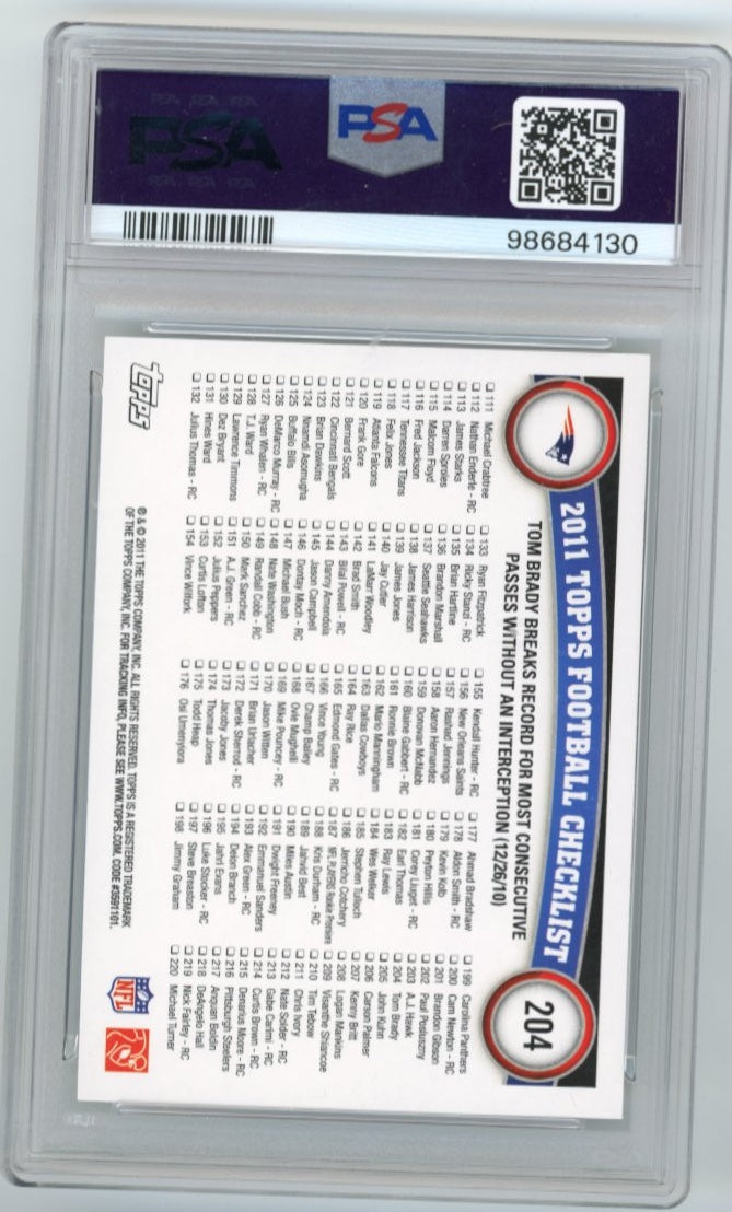 2011 Topps Tom Brady Record Breaker #204 - PSA 10 Patriots