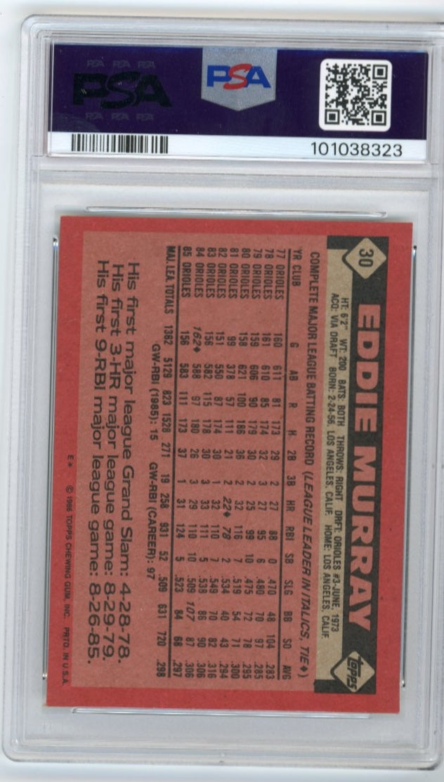 1986 Topps Eddie Murray #30 - Orioles PSA 7