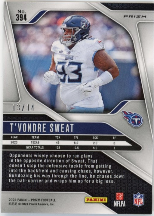 2024 Panini Prizm T'Vondre Sweat RC #394 - #/14 Blue Titans
