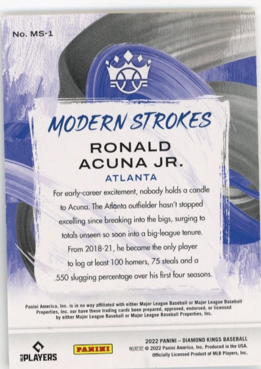 2022 Panini Diamond Kings Ronald Acuna Jr. Modern Strokes #MS-1 - #/25 Braves