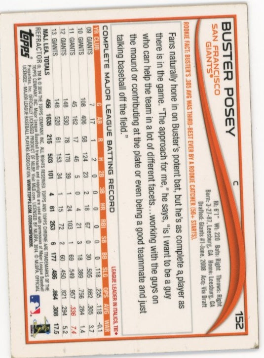 2014 Topps Buster Posey #152 - Orange Giants