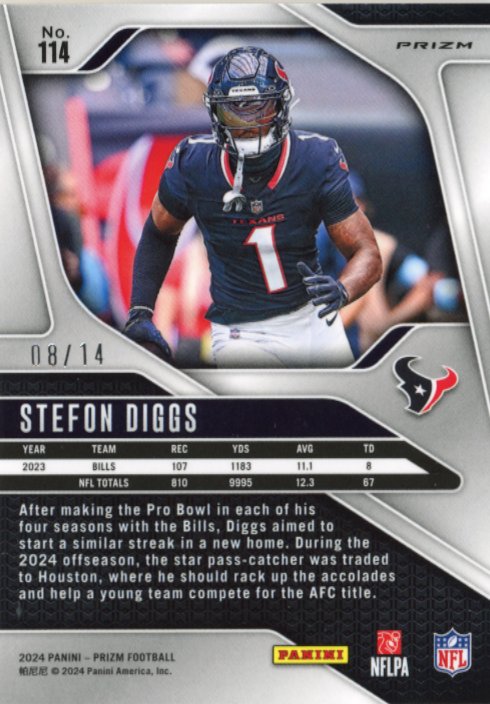 2024 Panini Prizm Stefon Diggs #114 - #/14 Blue Texans