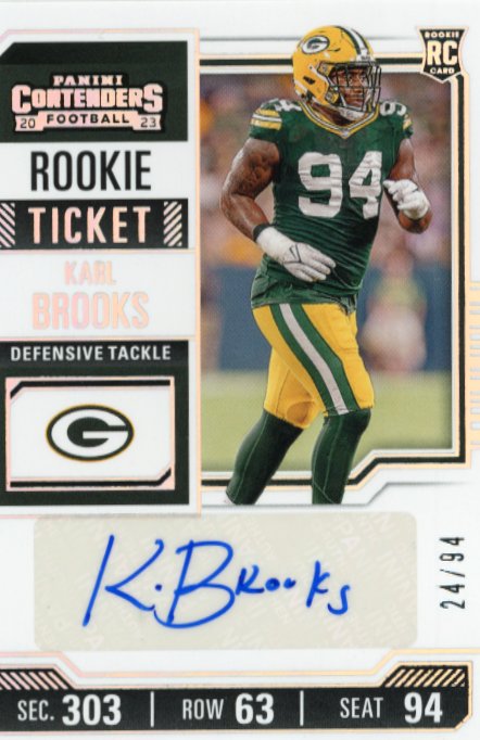 2023 Panini Contenders Karl Brooks #247 - #/94 Auto Packers