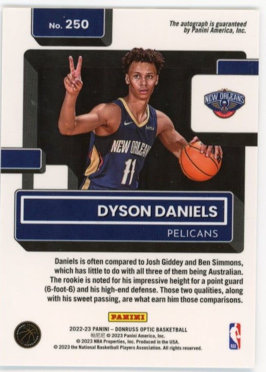2023 Panini Donruss Optic Dyson Daniels RC #250 - Auto Pelicans