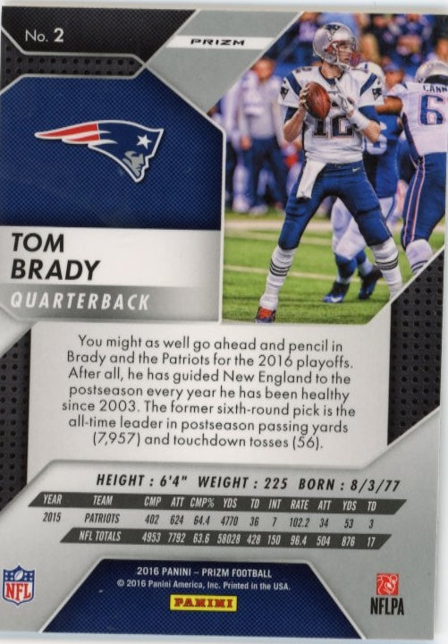 2016 Panini Prizm Tom Brady #2 - Silver Patriots