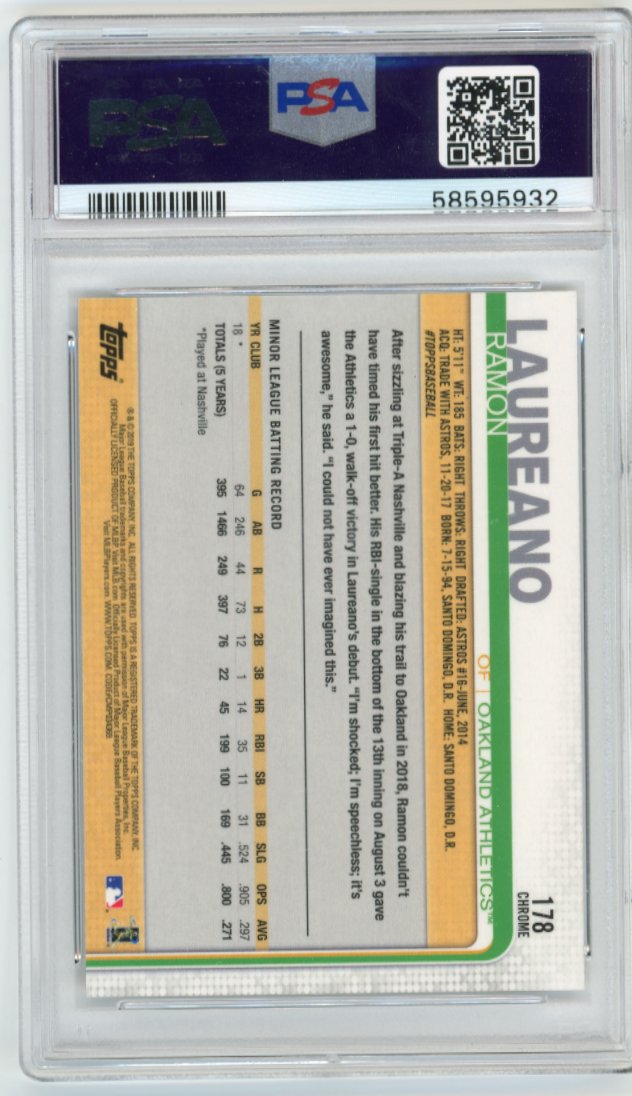 2019 Topps Chrome Ramon Laureano RC #178 - Athletics PSA 10