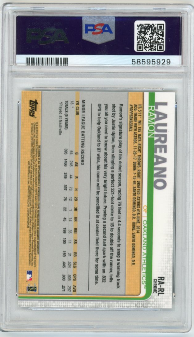 2019 Topps Chrome Ramon Laureano RC #RA-RL Auto Athletics PSA 10