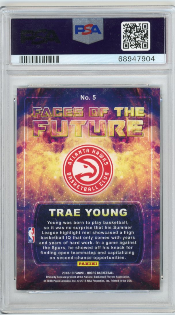 2018 Panini Hoops Trae Young #5 - Faces Of The Future Winter Hawks PSA 8