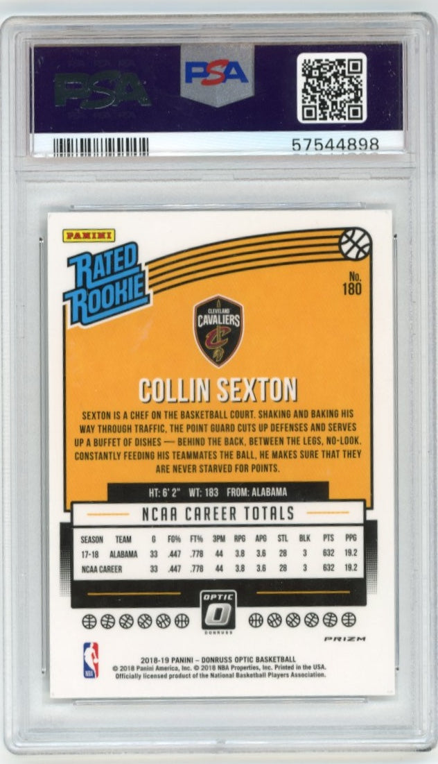 2018 Panini Donruss Optic Colin Sexton RC #180 - Shock Cavaliers PSA 8