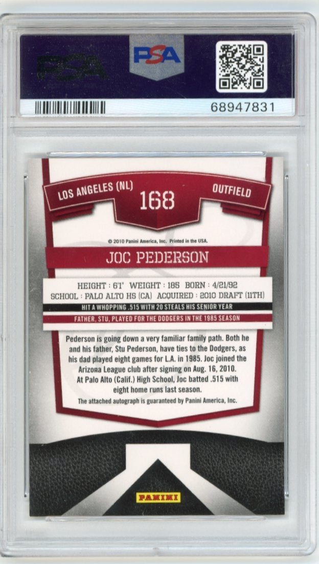 2010 Donruss Elite Joc Pederson RC #168 - #/799 Extra Edition Dodgers PSA 9