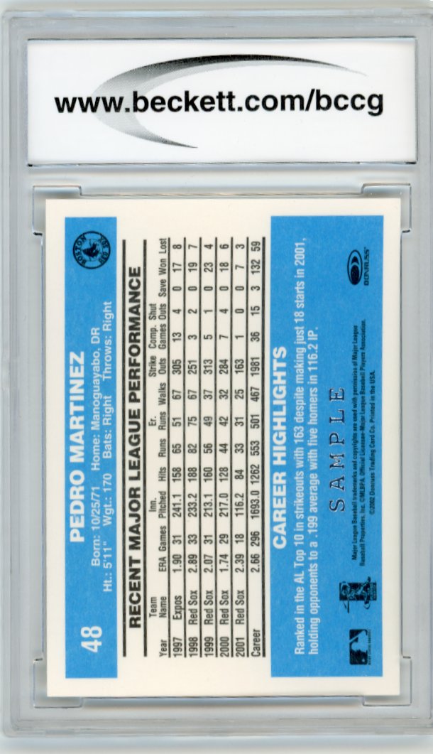 2002 Donruss Originals Pedro Martinez #48 - Samples Red Sox BCCG 10
