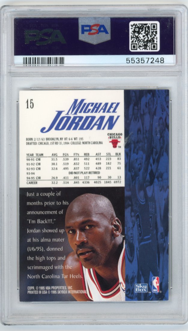 1995 Skybox Premium Michael Jordan #15 - Career Block Total Wrong Bulls PSA 6