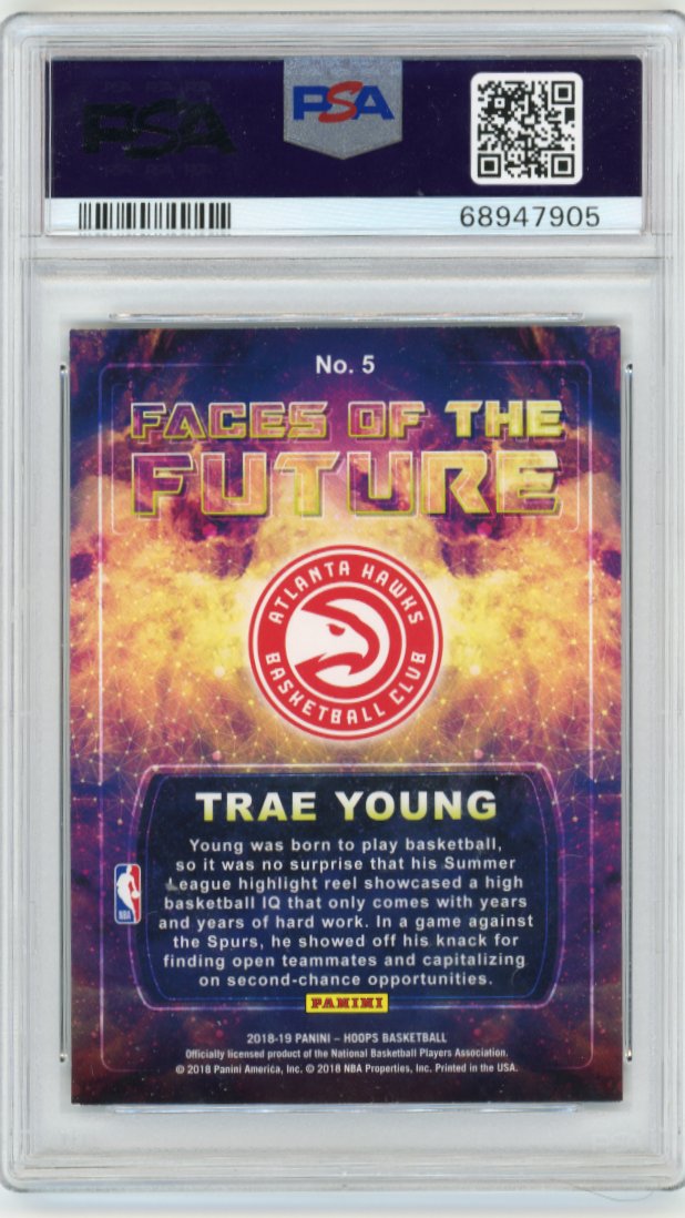 2018 Panini Hoops Trae Young #5 - Faces Of The Future Hawks PSA 7
