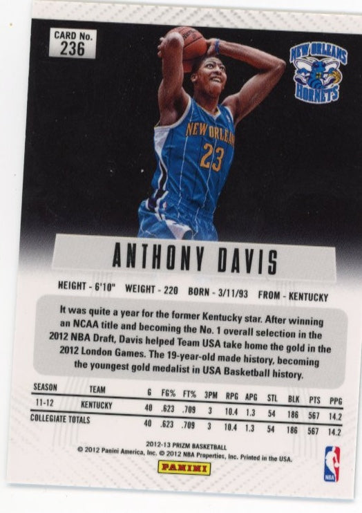 2012 Panini Prizm Anthony Davis Rc #236 - Hornets