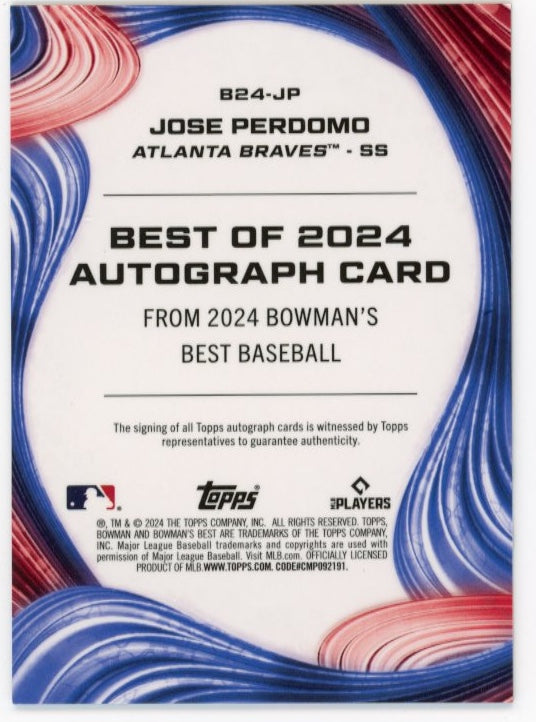 2024 Bowmans Best Jose Perdomo #B24-JP - Auto Braves