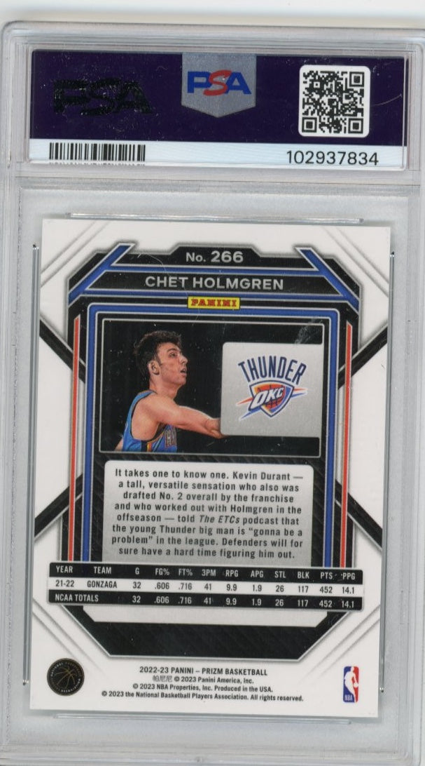 2022 Panini Prizm Chet Holmgren RC #266 - Thunder PSA 6