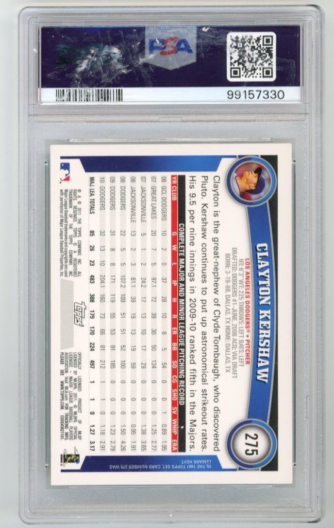 2011 Topps Clayton Kershaw #275 - Diamond Anniversary Dodgers PSA 10